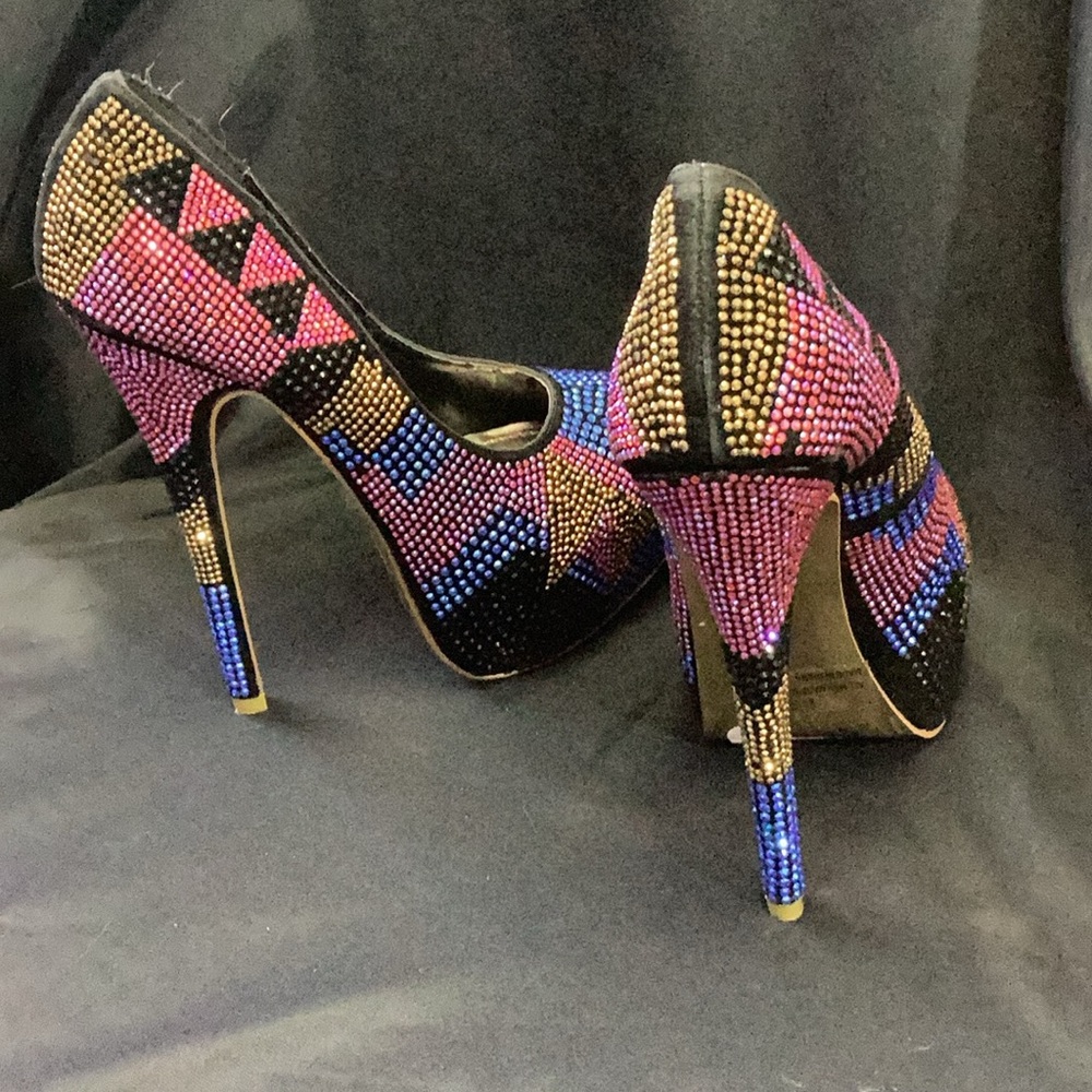 Elegant Multicolor Rhinestone Heels - Picture 3 of 3